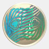 Goldener Art Deco Pfau Umschlag Aufkleber (Vorderseite)