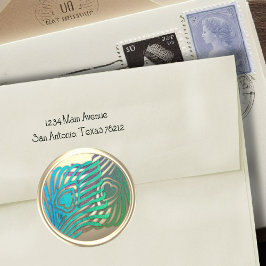 Goldener Art Deco Pfau Umschlag Aufkleber