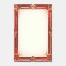 Goldener Art Deco Rahmen auf Rot Post-it Klebezettel