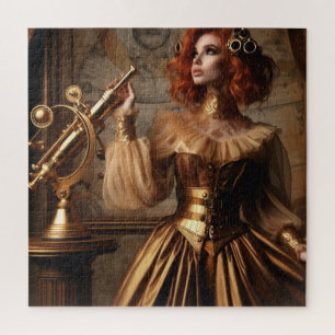 Goldener Astronom Steampunk Victorianisch Vintage Puzzle