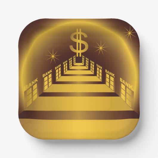 Goldener Bankkorridor lässt Dollarfinanzierung wac Pappteller (Vorderseite)