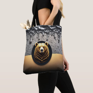 Goldener Bärenkopf mit tröpfelndem Metall 🐻 Tasche
