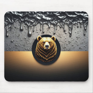 Goldener Bärenkopf mit tropfendem Metall 🐻 Mousepad