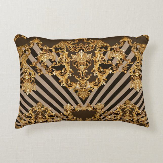 Goldener Barock: geometrisches Musterdesign Dekokissen (Vorderseite)