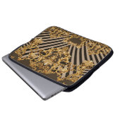 Goldener Barock: geometrisches Musterdesign Laptopschutzhülle (Vorne Knopf)