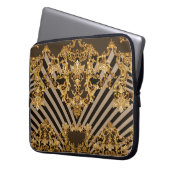 Goldener Barock: geometrisches Musterdesign Laptopschutzhülle (Vorderseite Links)