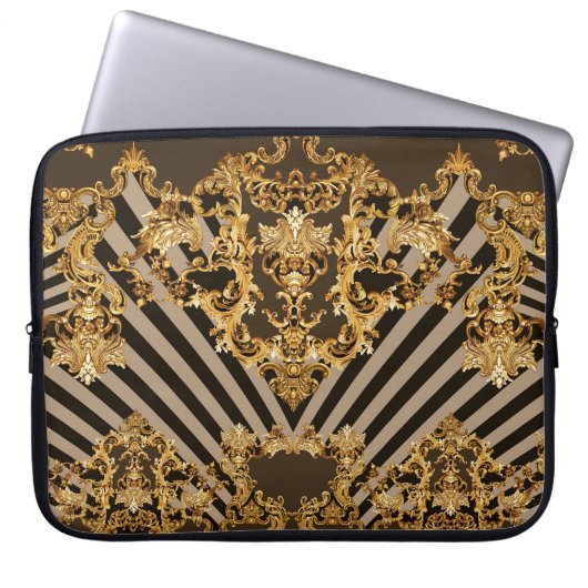 Goldener Barock: geometrisches Musterdesign Laptopschutzhülle (Vorderseite)