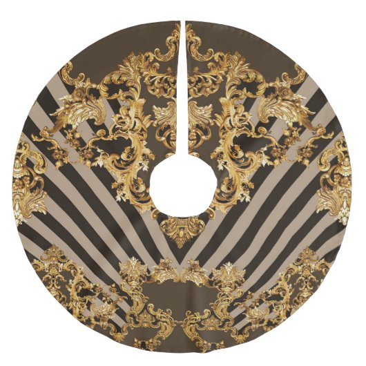 Goldener Barock: geometrisches Musterdesign Polyester Weihnachtsbaumdecke (Vorderseite)