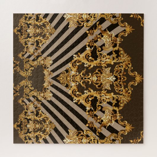 Goldener Barock: geometrisches Musterdesign Puzzle (Horizontal)