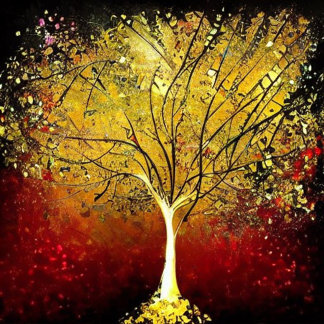 Goldener Baum auf einem roten Hintergrund Quadratische Visitenkarte