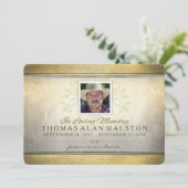 Goldener Baum des Leben-Erinnerungsservice-Fotos Einladung (Stehend Vorderseite)