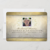 Goldener Baum des Leben-Erinnerungsservice-Fotos Einladung (Vorderseite)