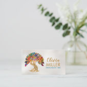 Goldener Baum des Lebens - buntes Laub Visitenkarte (Stehend Vorderseite)