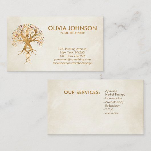 Goldener Baum des Lebens - DNA der Evolution Visitenkarte (Vorne/Hinten)