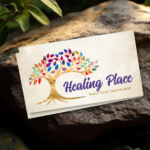 Goldener Baum des Lebens farbenfrohe Blätter Visitenkarte