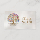 Goldener Baum des Lebens - farbenfrohe Blätter Visitenkarte (Vorderseite)