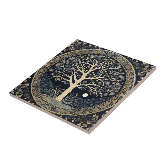 Goldener Baum des Lebens Fliese (Seite)