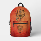 Goldener Baum des Lebens mit roten Edelsteinen Bedruckter Rucksack (Vorderseite)