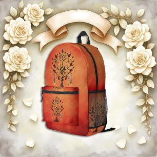 Goldener Baum des Lebens mit roten Edelsteinen Bedruckter Rucksack