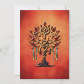 Goldener Baum des Lebens mit roten Edelsteinen Einladung (Rückseite)