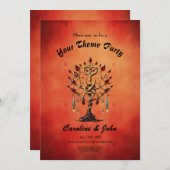 Goldener Baum des Lebens mit roten Edelsteinen Einladung (Vorne/Hinten)