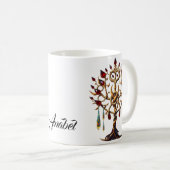 Goldener Baum des Lebens mit roten Edelsteinen Kaffeetasse (VorderseiteRechts)