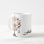 Goldener Baum des Lebens mit roten Edelsteinen Kaffeetasse (Vorderseite Links)