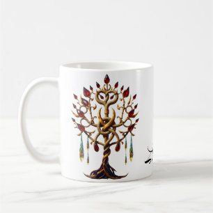 Goldener Baum des Lebens mit roten Edelsteinen Kaffeetasse