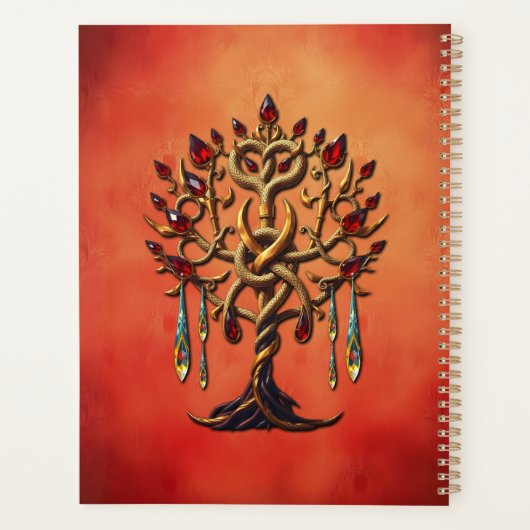 Goldener Baum des Lebens mit roten Edelsteinen Planer (Rückseite)