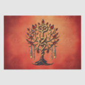 Goldener Baum des Lebens mit roten Edelsteinen Seidenpapier (Vorderseite)