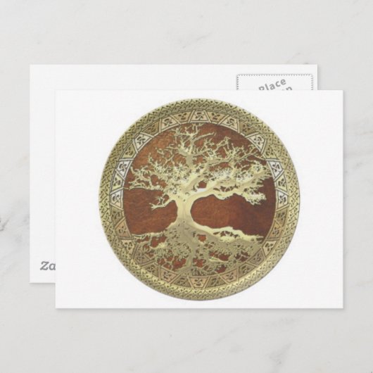 GOLDENER BAUM DES LEBENS POSTKARTE (Vorne/Hinten)