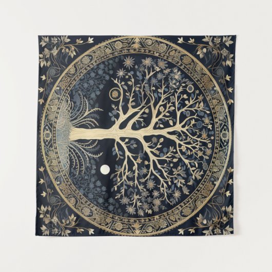 Goldener Baum des Lebens Wandteppich (Vorderseite (Horizontal))