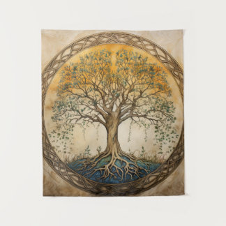 Goldener Baum des Lebens Wandteppich
