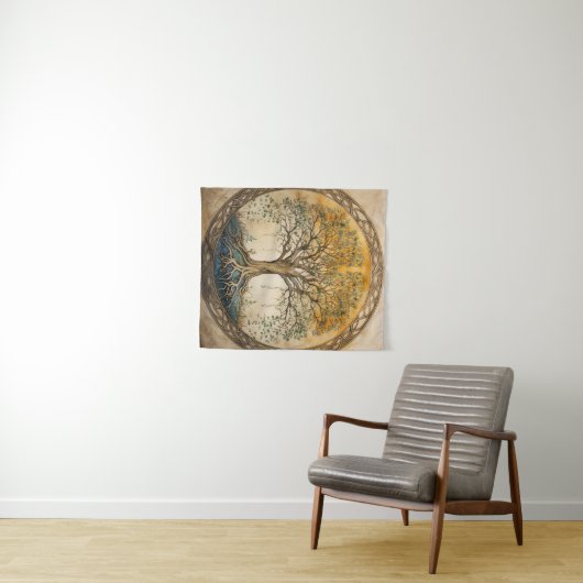 Goldener Baum des Lebens Wandteppich (Beispiel (Horizontal))