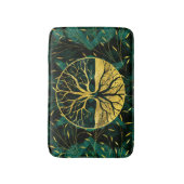 Goldener Baum des Lebens Yggdrasil auf Malachit Badematte (Vorderseite Vertikal)