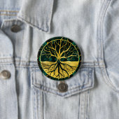 Goldener Baum des Lebens Yggdrasil auf Malachit Button (Beispiel)