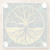 Goldener Baum des Lebens Yggdrasil auf Malachit Glasuntersetzer (Rückseite)