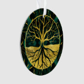 Goldener Baum des Lebens Yggdrasil auf Malachit Ornament (Vorderseite)
