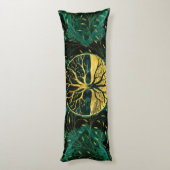 Goldener Baum des Lebens Yggdrasil auf Malachit Seitenschläferkissen (Rückseite (Vertikal))