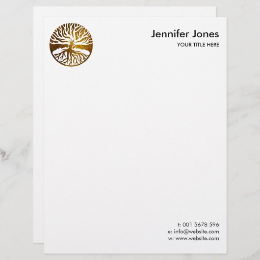 Goldener Baum des Lebens - Yggdrasil Briefbogen (Vorne/Hinten)