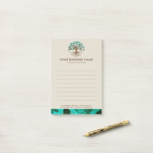 Goldener Baum des Lebens - Yggdrasil - Malachite B Post-it Klebezettel (Auf Schreibtisch)