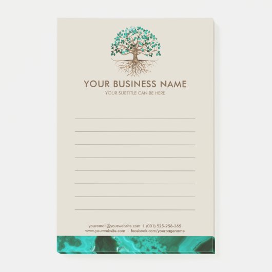 Goldener Baum des Lebens - Yggdrasil - Malachite B Post-it Klebezettel (Vorderseite)