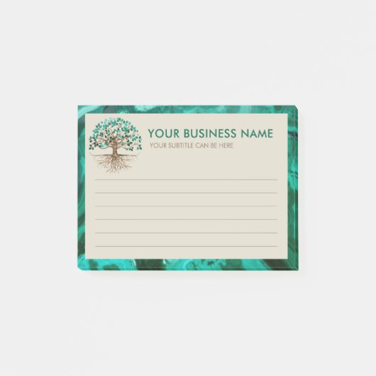 Goldener Baum des Lebens - Yggdrasil - Malachite B Post-it Klebezettel (Vorderseite)