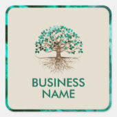 Goldener Baum des Lebens - Yggdrasil - Malachite B Quadratischer Aufkleber (Vorderseite)