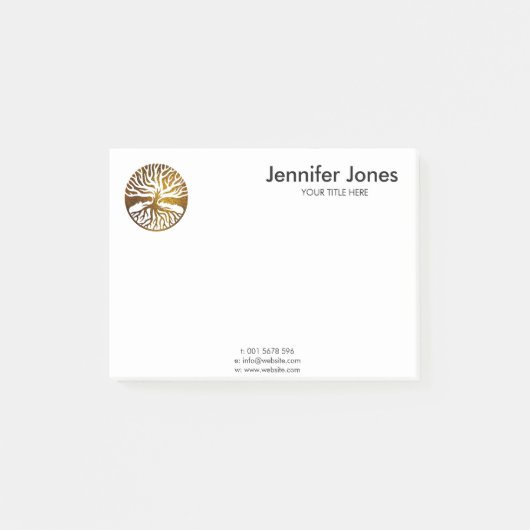 Goldener Baum des Lebens - Yggdrasil Post-it Klebezettel (Vorderseite)