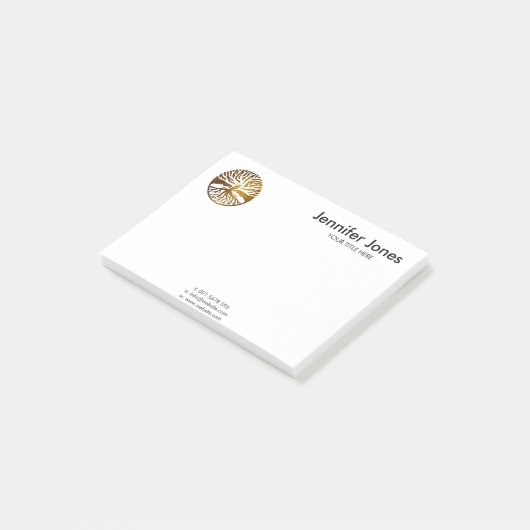 Goldener Baum des Lebens - Yggdrasil Post-it Klebezettel (angewinkelt)