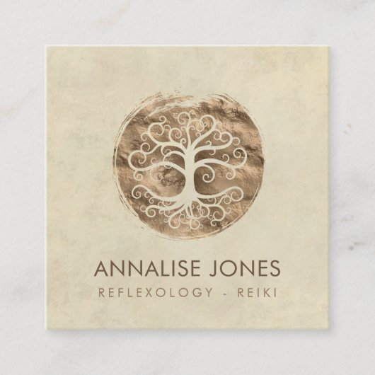 Goldener Baum des Lebens - Yggdrasil Quadratische Visitenkarte (Vorderseite)