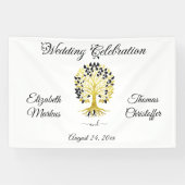 Goldener Baum des Lebens Zeitlose Hochzeit Banner (Horizontal)