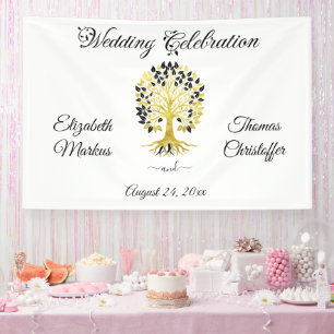 Goldener Baum des Lebens Zeitlose Hochzeit Banner