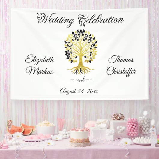 Goldener Baum des Lebens Zeitlose Hochzeit Banner (Party)